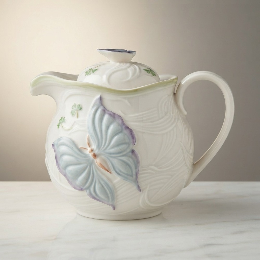 Belleek Ireland 12th Anniversary Show Limited Edition Butterfly Teapot 246/800